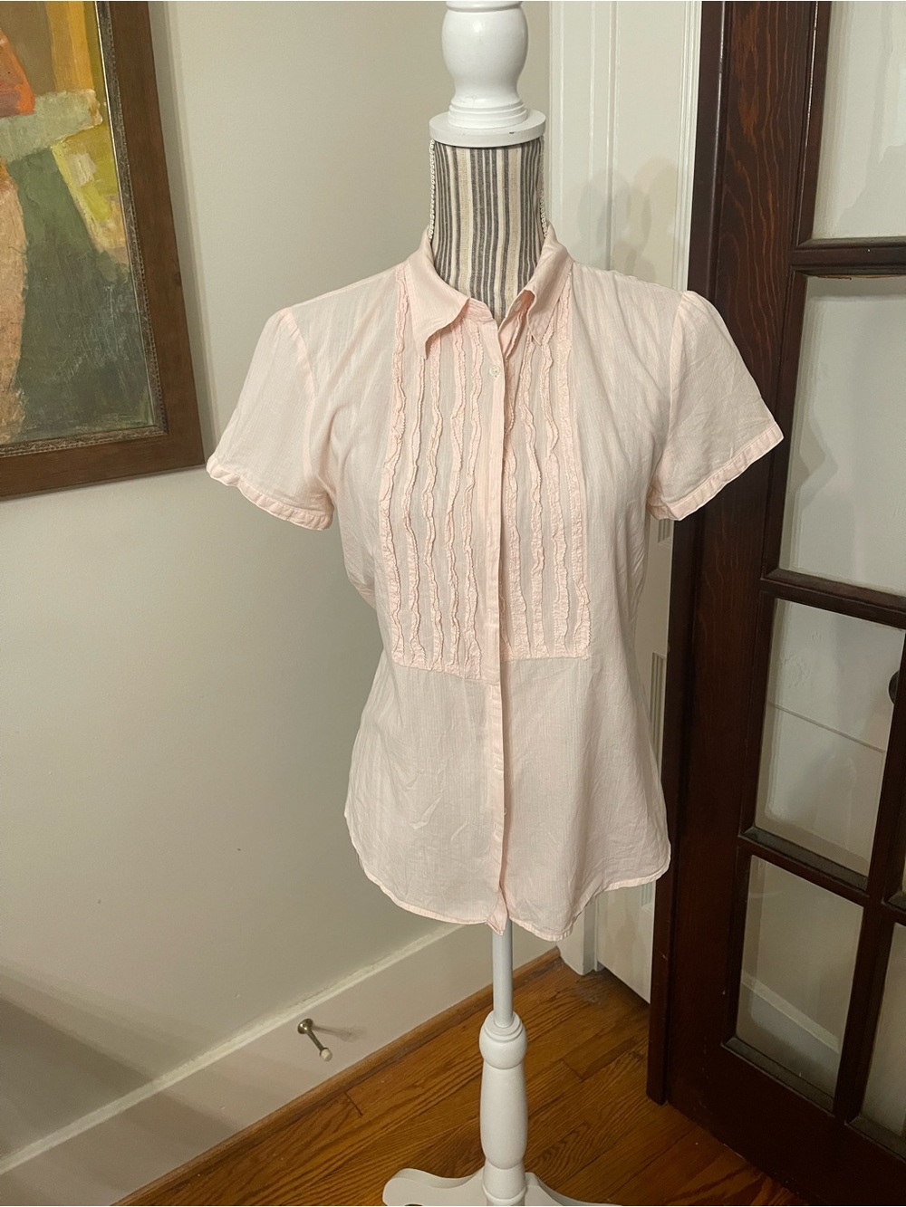 J. Crew Light Pink Short Sleeve Button Front Blouse